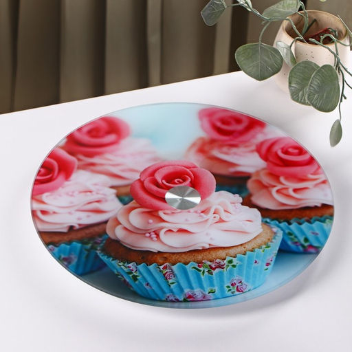 Подставка для торта Доляна Маффин, d=32 см, вращающаяся, стекло, разноцветная фото 3