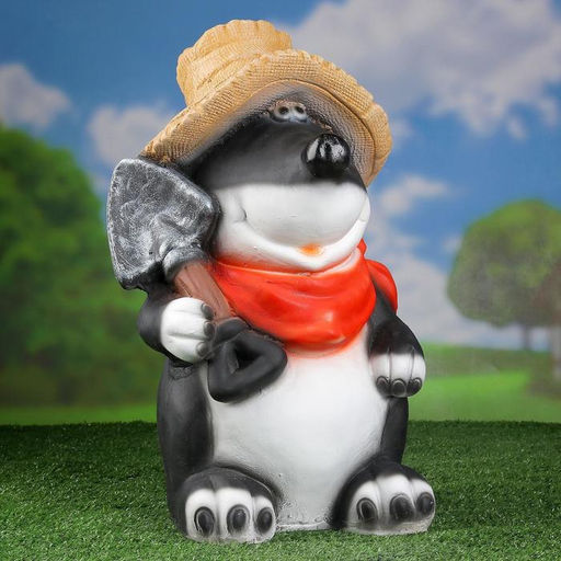 Садовая фигура из полистоуна «Крот в шляпе», 45×26×26 см