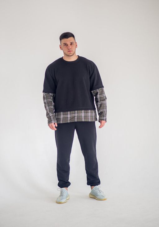 302 Костюм комбинированный, черный/хаки клетка - Knitka wear фото 5