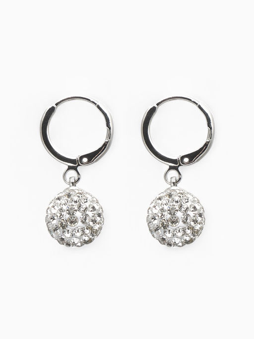 Серьги со стразами Шамбала сияние, белые в серебре