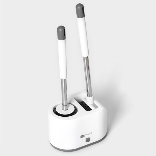 Ёршик для унитаза SAVANNA, силиконовый с щёткой, 18.9×12×40.5 см, белый