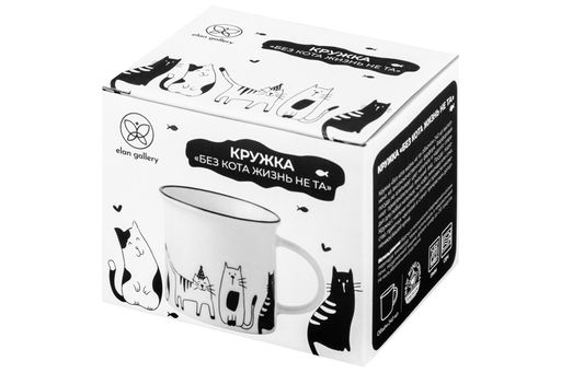 Кружка 240 мл 11*8*8 см БЕЗ КОТА ЖИЗНЬ НЕ ТА Праздник у котят NEW BONE CHINA - Elan gallery фото 8
