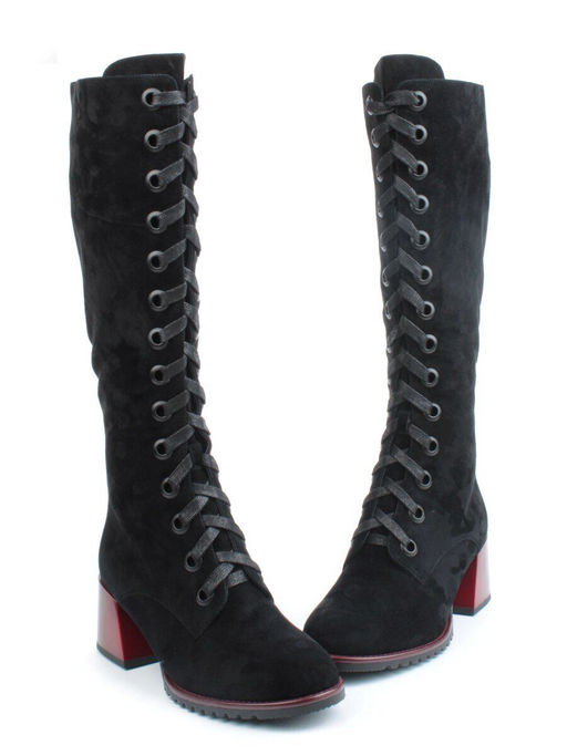 02-KF20025 BLACK Сапоги зимние женские (натуральная замша, байка и натуральный мех) - Фабричный китай фото 11