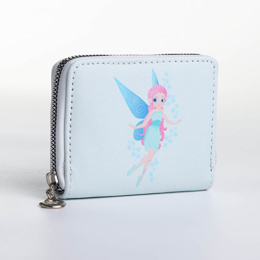 Кошелёк на молнии, отдел для карт, для монет, светло-голубой