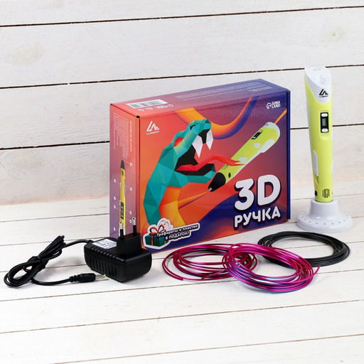 3D ручка Luazon, дисплей, работа с пластиком ABS и PLA, пластик в комплекте, жёлтая - Luazon home фото 16