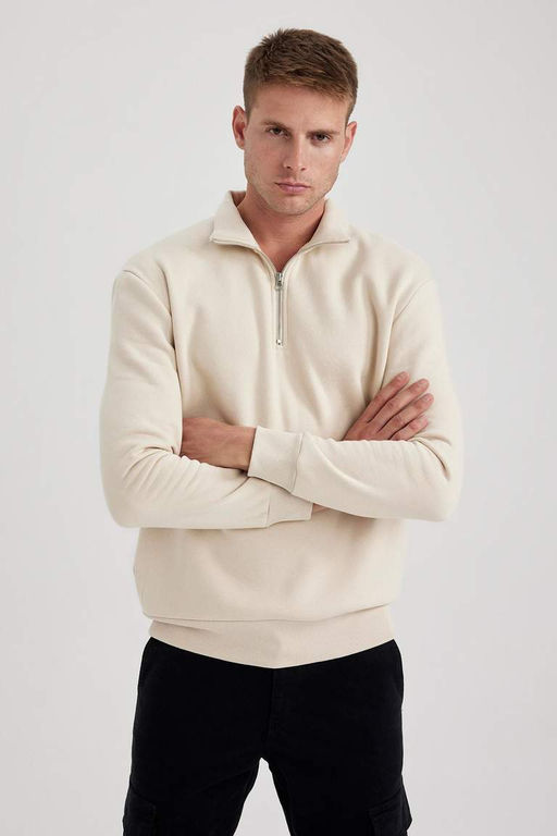 Толстовка Comfort Fit на молнии с воротником-стойкой - Defacto фото 6
