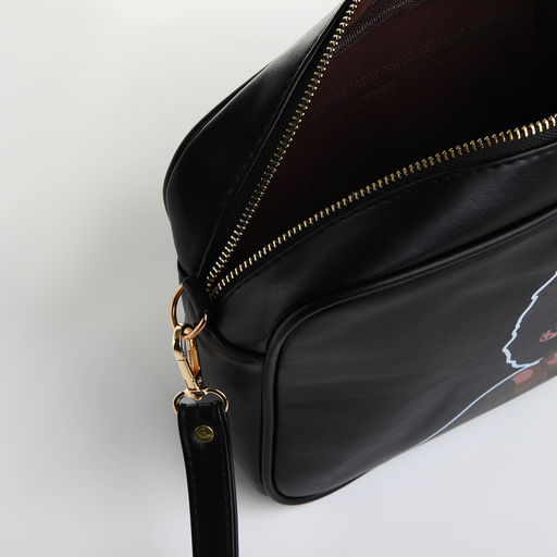 Сумка женская на молнии TEXTURA 22×8×17 см, чёрная