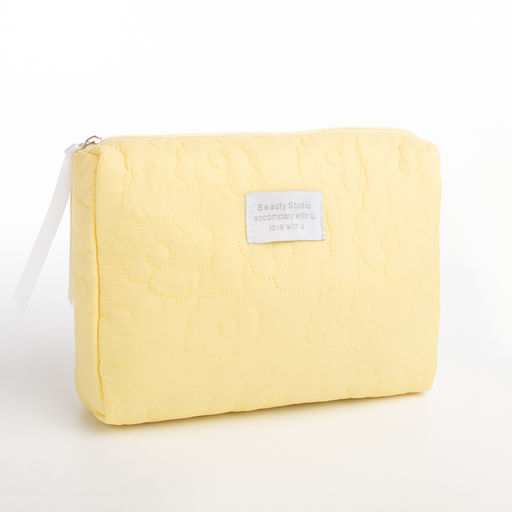 Косметичка на молнии простая, со стёжкой Цветы, жёлтая - Simaland фото 2