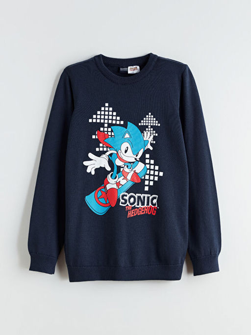 Sonic Bask?l? Erkek ?ocuk Triko Kazak