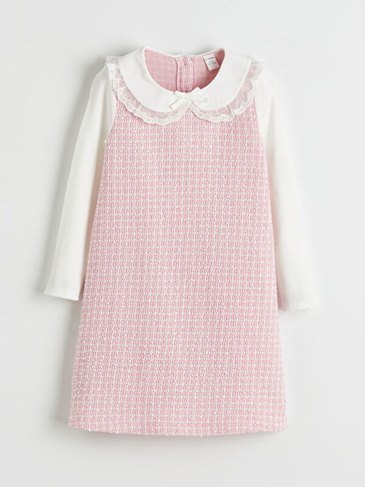 Bebe Yaka Ekose Desenli K?z ?ocuk T?vit Elbise