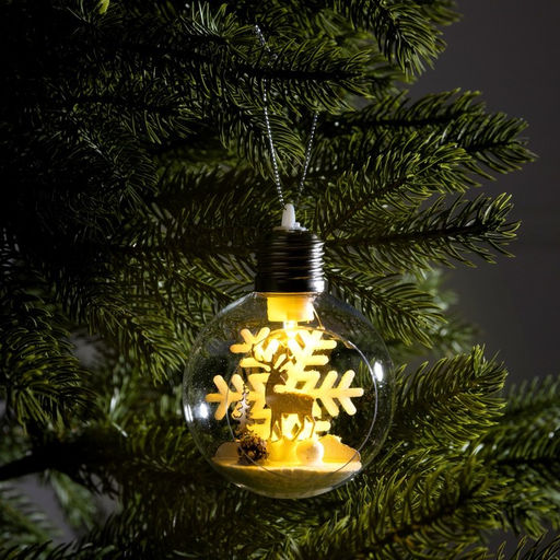 Ёлочный шар Снежный пейзаж, d=8 см, 1 LED, от батареек, свечение тёплое белое - Luazon lighting фото 6