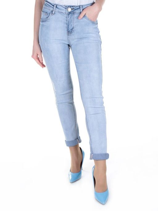 A809 LT. BLUE Джинсы зауженные женские AOTERSS - Фабричный китай фото 8