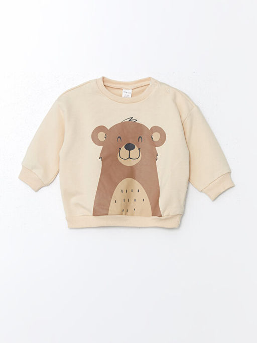 Bisiklet Yaka Uzun Kollu Bask?l? Erkek Bebek Sweatshirt ve E?ofman Alt 2li Tak?m - Waikiki фото 2