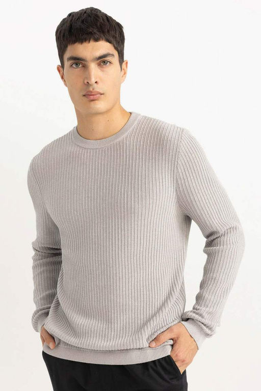 Standart Fit Normal Kesim Bisiklet Yaka Basic Duz Triko Kazak - Defacto фото 2