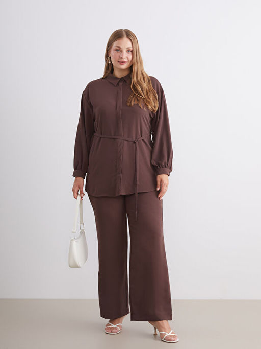 Geni? Pa?a Pileli Kad?n Pantolon