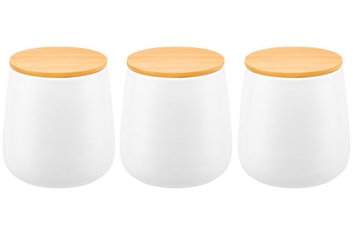Набор 3 банок д/хранения 850 мл 12*12*13 см Tea, Coffee, Sugar с бамбук. крышк. белый матовый - Elan gallery фото 8