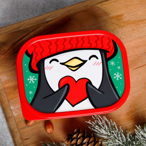 Цена за 2 шт. Ланч - бокс новогодний Пингвины, 500 мл