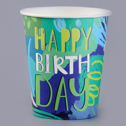 Цена за 10 шт. Стакан бумажный С днём рождения. Граффити, 250 мл - Страна карнавалия фото 2