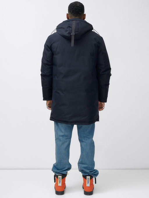 Парка мужская зимняя удлиненная темно-синего цвета 8385TS