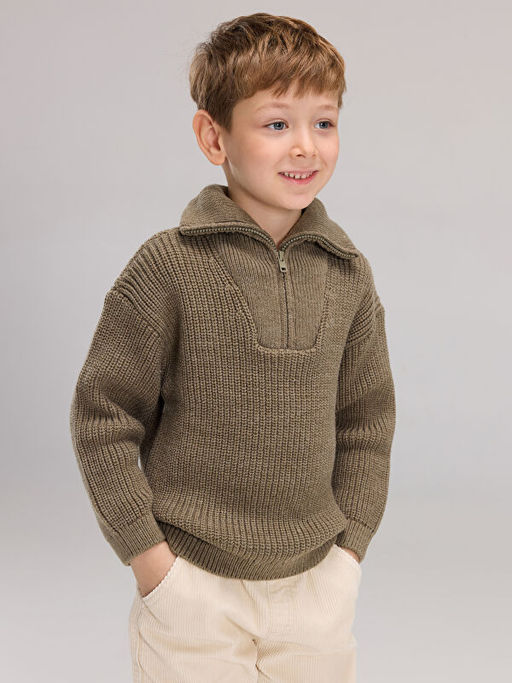 Dik Yaka Erkek ?ocuk Triko Kazak