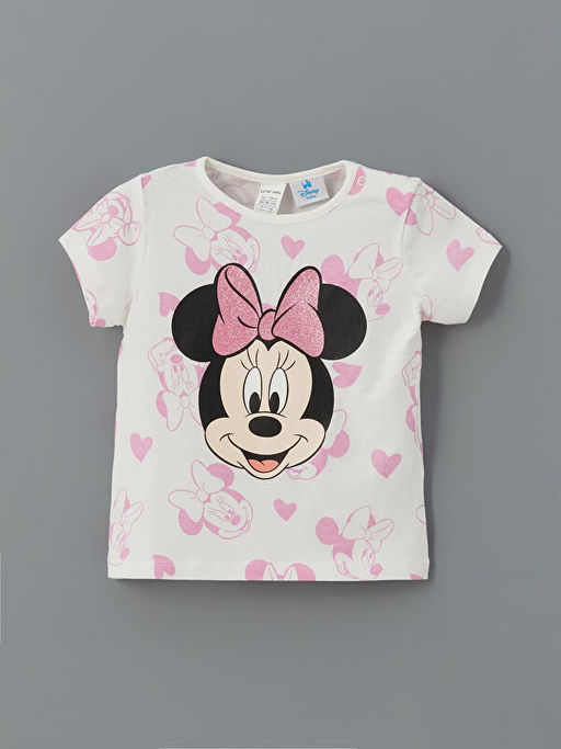 Minnie Mouse Bask?l? K?z Bebek ?ortlu Pijama Tak?m