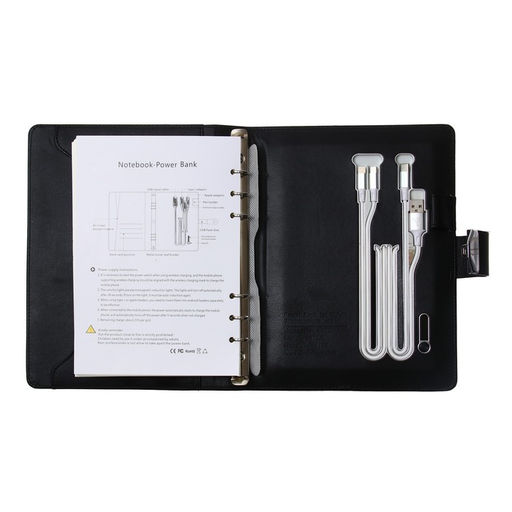 Органайзер на кольцах А5, 140 листов, в клетку, с ручкой, сканером пальца, зарядкой в подарочной коробке, обложка ПВХ, чёрный - Simaland фото 11