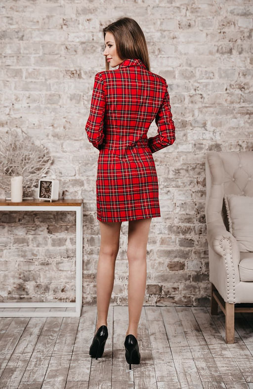 Платье - пиджак клетка-красный - Donna saggia фото 3