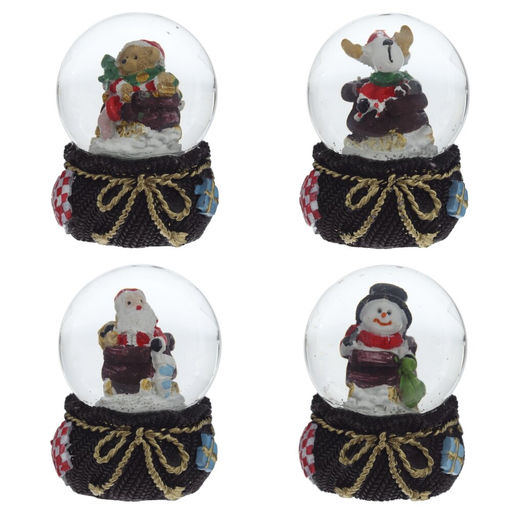 Фигурка декор в стекл шаре "Дед Мороз/Мишка/Олень", D 4.5 см, L4,5 W5 H6 см, 4в.