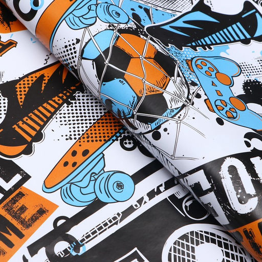 Цена за 2 шт. Бумага упаковочная глянцевая «Футбол», 70×100 см, 1 лист