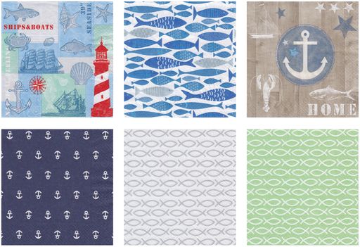 Love2art салфетки бумажные АССОРТИ 3х слойные SDD 33 x 33 12 шт. Набор №1216-18 Море зовет