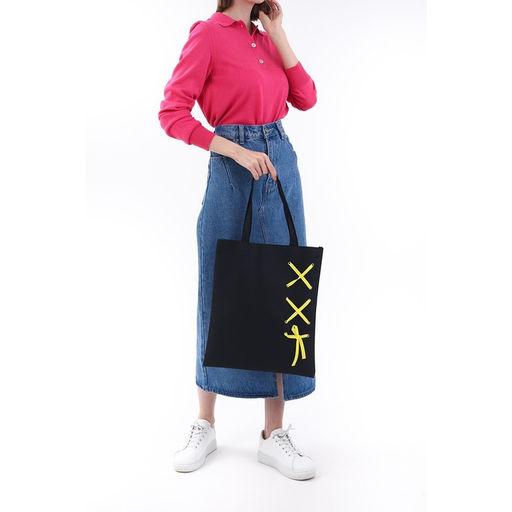 Сумка шопер, 35 х 1 х 40 см, с лентой, цвет черный - Nazamok фото 8