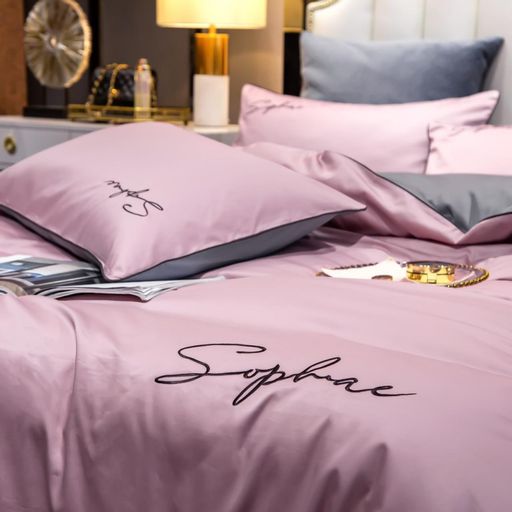 КПБ Mency однотонный с вышивкой MENO017 1.5 спальный