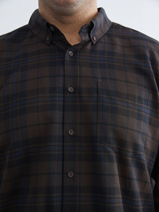 Regular Fit Uzun Kollu Ekose Gabardin Erkek G?mlek