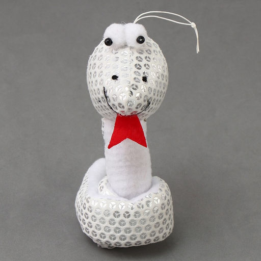 Мягкая игрушка Змея, с пайетками, на подвесе, 13 см, цвет серебро - Simaland фото 4