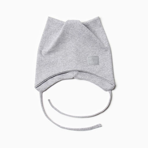 Шапка с ушками для девочки, размер 42-46, серая меланж