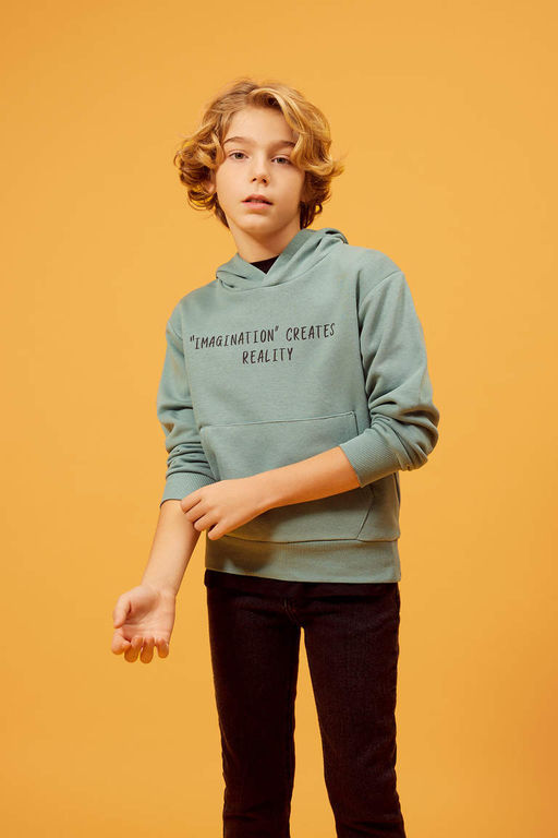 Толстовка с капюшоном и принтом для мальчиков - Defacto фото 3
