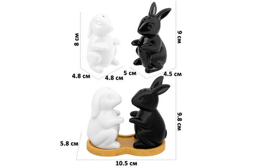 Набор д/специй 2 пр. 10,5*5,8*9,8 см Кролики на дер. подставке - Elan gallery фото 9