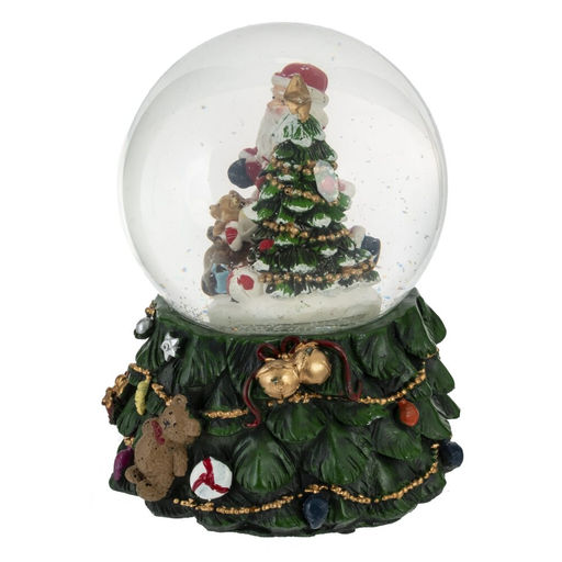 Фигурка декор в стекл шаре "Дед Мороз" ( подсв, муз, вьюга, AAAх3 н/п), D 10 см, L11 W11 H15 см