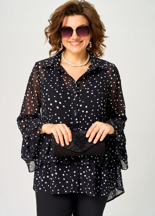 Блуза EVA GRANT 7221С принт мелкий горох