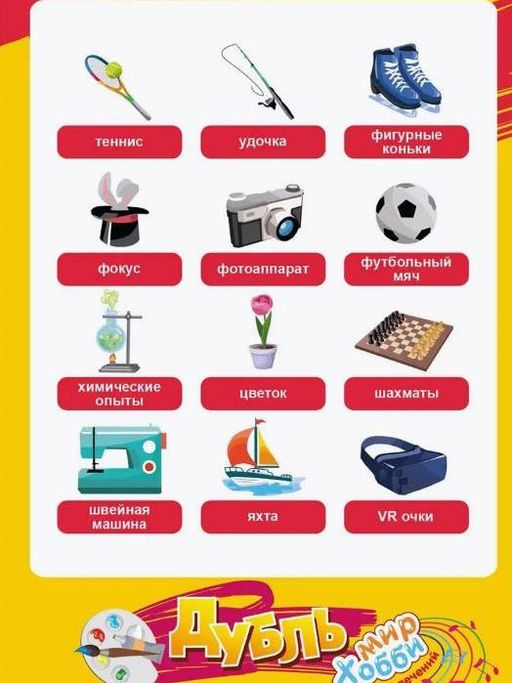 Игра настольная "Дубль Мир хобби и развлечений", с карточками