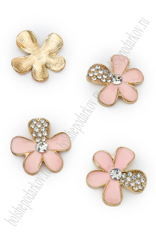 Кабошон флоризель металл "Цветочек" (4 шт) SF-7242, розовый