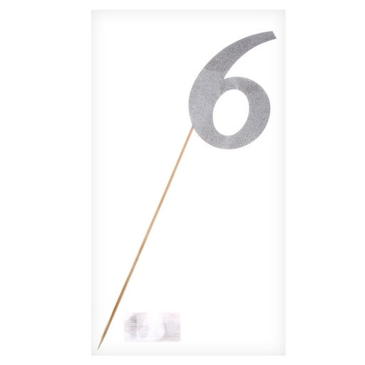 Цена за 6 шт. Топпер в торт 3, цвет серебро - Страна карнавалия фото 24