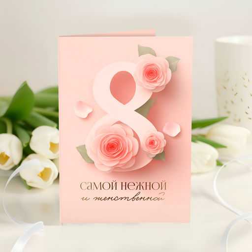 Открытка 4 шоколадки "8 (самой нежной и женственной)"