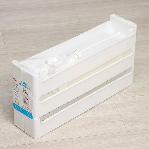 Стойка напольная, 3-х секционная, на колёсиках, белая