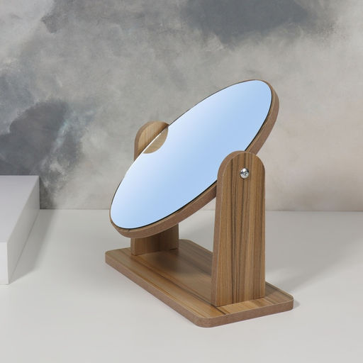 Зеркало настольное, овальное, 17.5×19 см, (12×17 см), бежевое