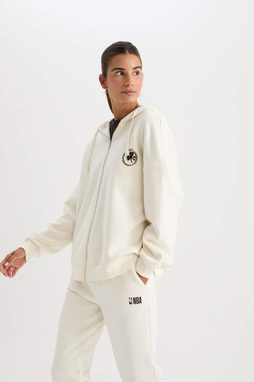 DeFactoFit NBA Boston Celtics кардиган оверсайз широкого кроя с капюшоном и принтом на спине из плотной ткани  фото 5