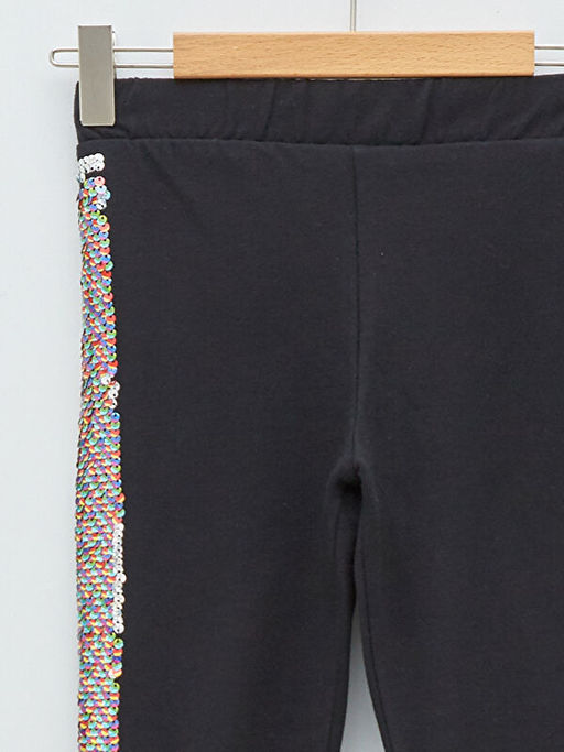 Beli Lastikli Pul ??lemeli Pamuklu K?z ?ocuk Tayt - Waikiki фото 3