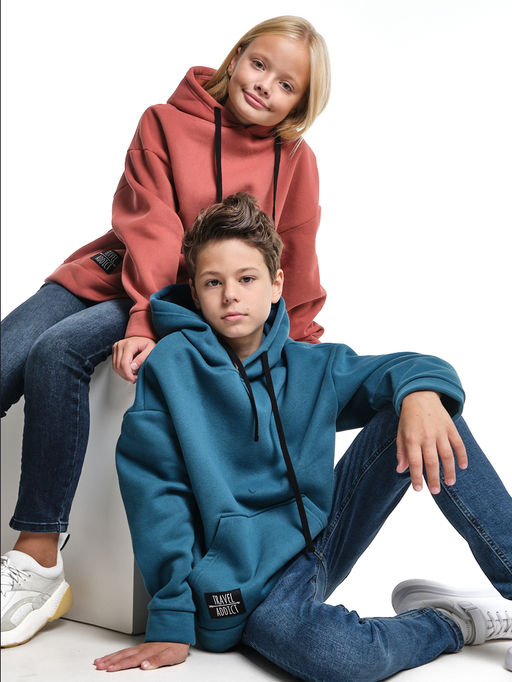 Худи one size с начесом UD 8018 терракот - Mini maxi фото 11
