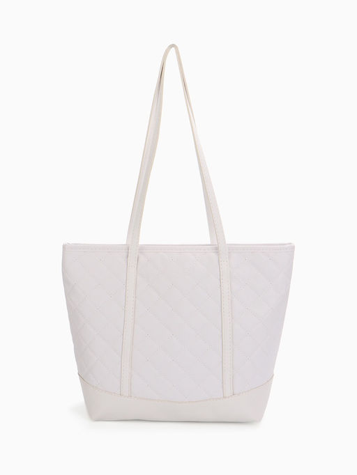 Сумка - шоппер женская на молнии, 35×12×27 см, со стёжкой, белая