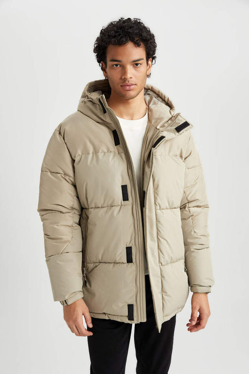 Водоотталкивающая куртка-пуховик стандартного кроя с капюшоном - Defacto фото 6